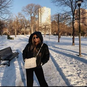 Faux Leather Black Bomber Jacket (Zara)